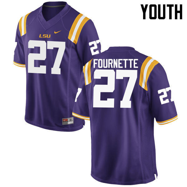 Youth LSU Tigers #27 Lanard Fournette College Football Jerseys Game-Purple - Click Image to Close